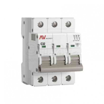 Выключатель автоматический 3П 32А С 6кА  AV-6 AVERES